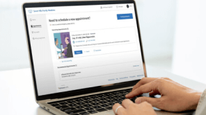patient accessing athenahealth's patient portal to schedule appointment on laptop